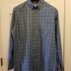 L.L. Bean Men's Blue Plaid Button Down, Trim Fit